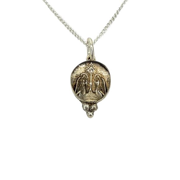 VIRGINS SAINTS & ANGELS VSA Piccolo Lucia Guardian Angels Charm Necklace Silver - Picture 3 of 7